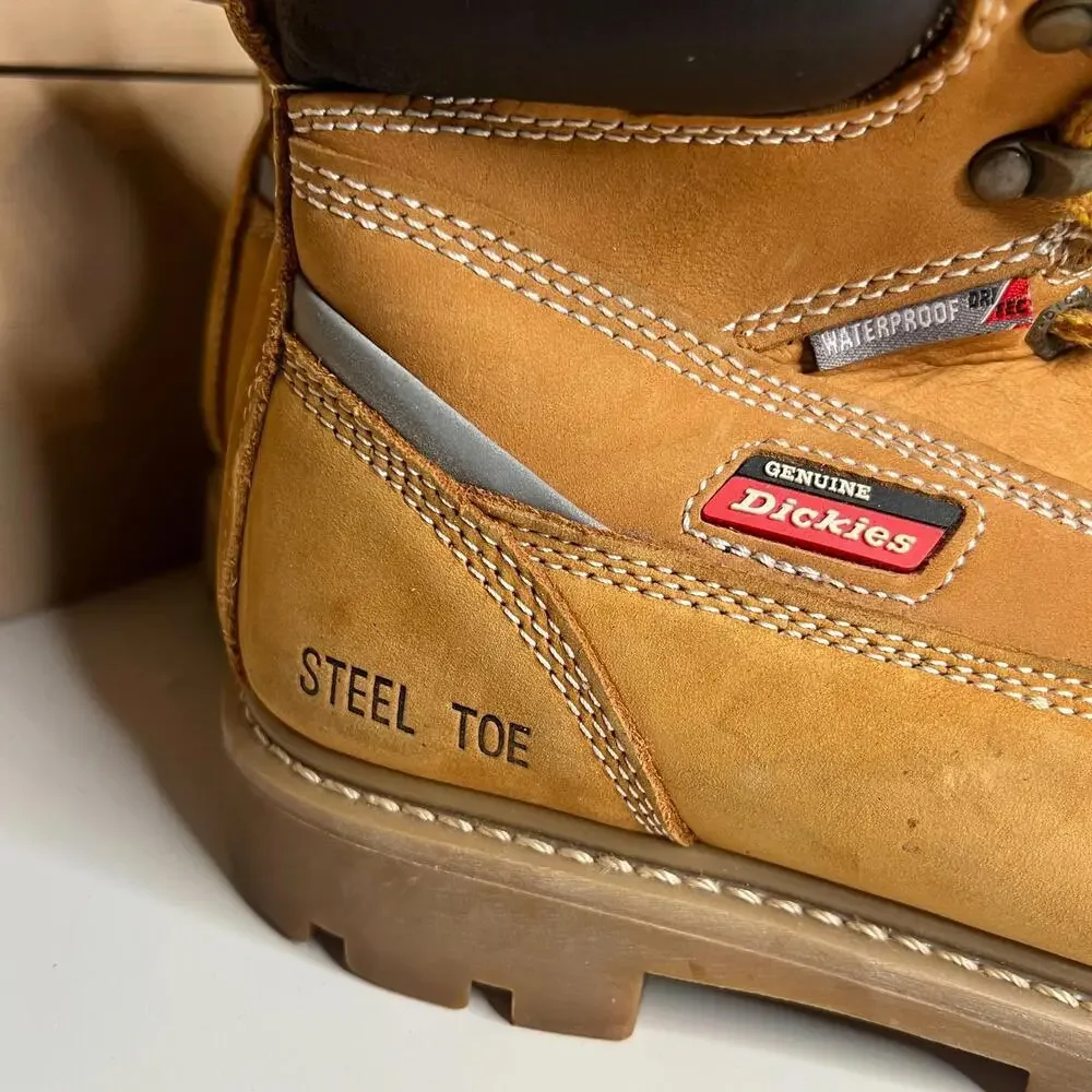 Dickies Men’s Steel Toe Waterproof Work Boots Tan Leather Size 7.5 ASTM F2413-11